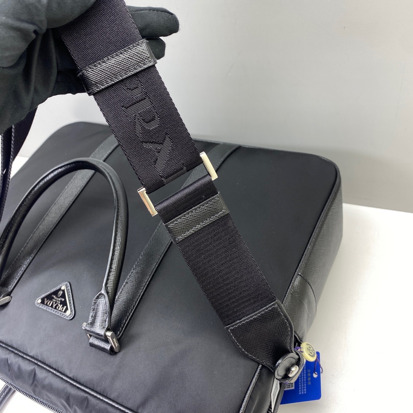 Prada Pre-Owned Authentic Briefcase Black Nylon Free Shipping 36x28x7cm