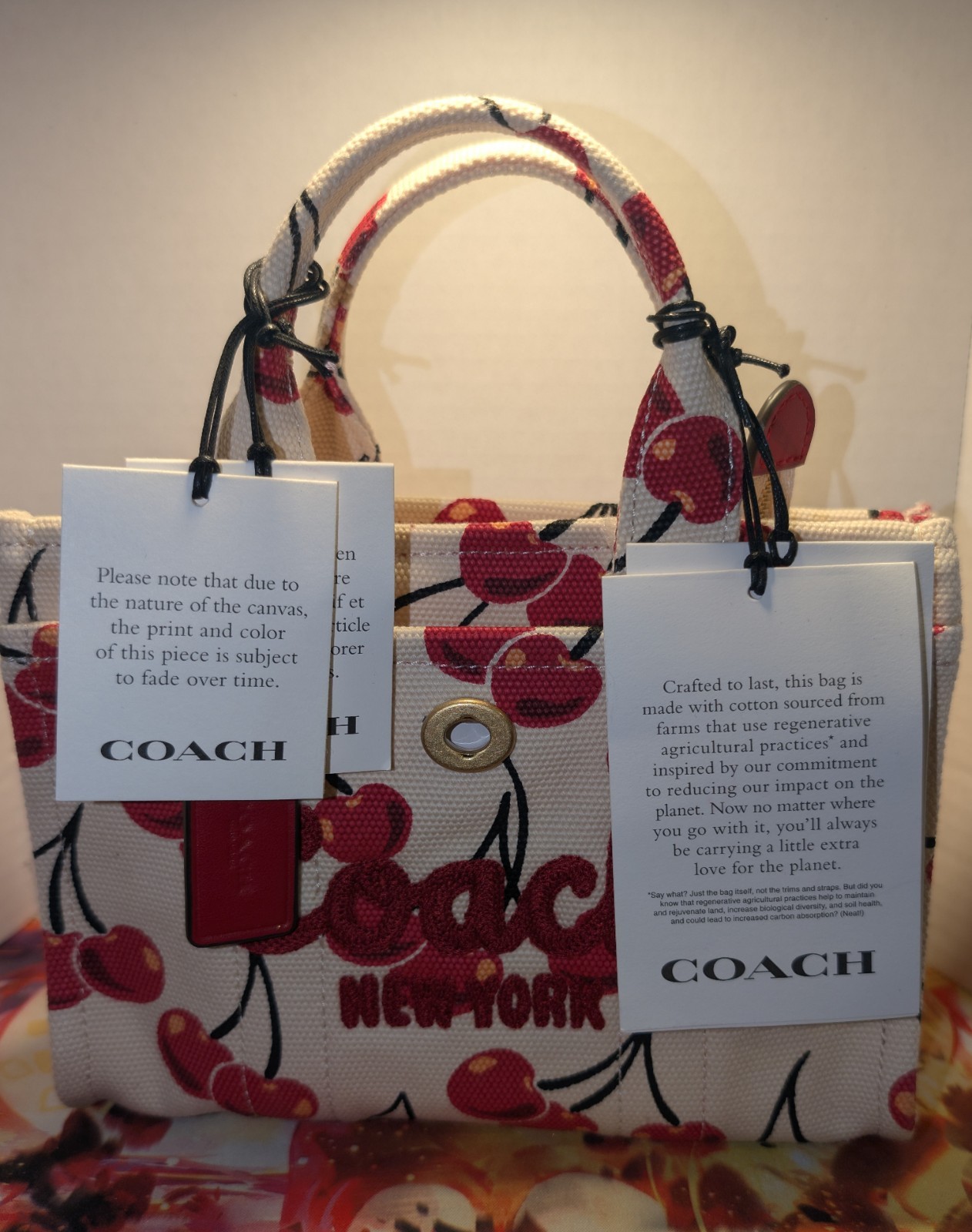 Coach Cherry Print. Top Handle Bag Detachable Strap Zip. “Absolutely Never Used”