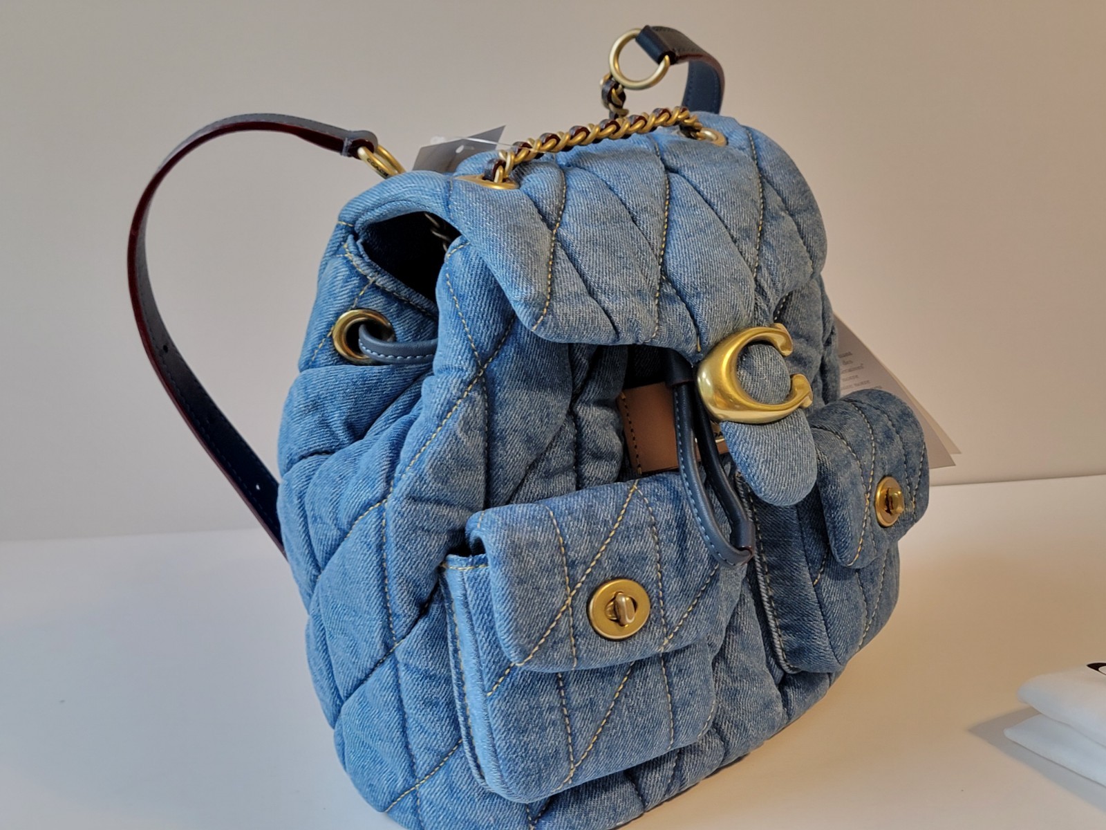 COACH NWT CZ747 Denim Tabby Backpack Quilting INDIGO Color Crossbody Handbag