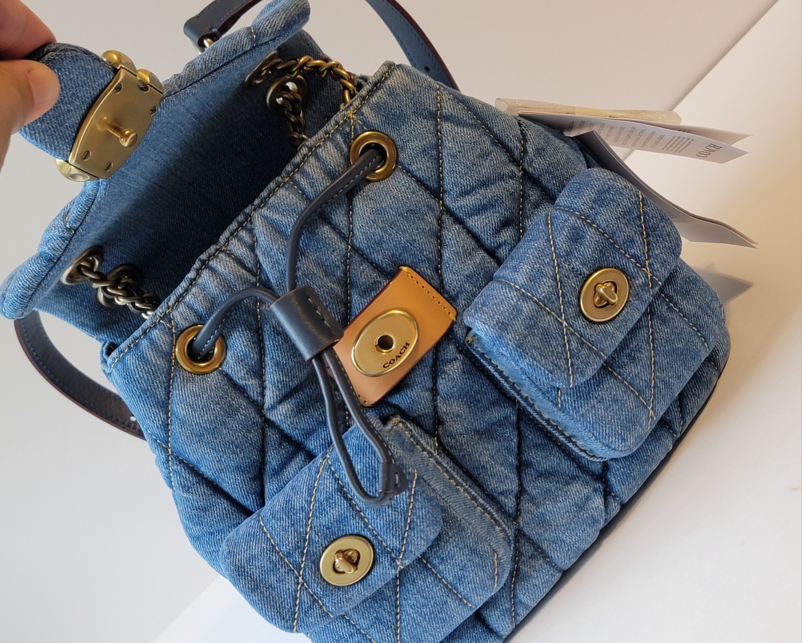 COACH NWT CZ747 Denim Tabby Backpack Quilting INDIGO Color Crossbody Handbag