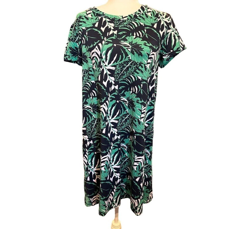 Mary Square Womens Tropical Leaf Print Dress XS Polyester/Rayon/Spandex