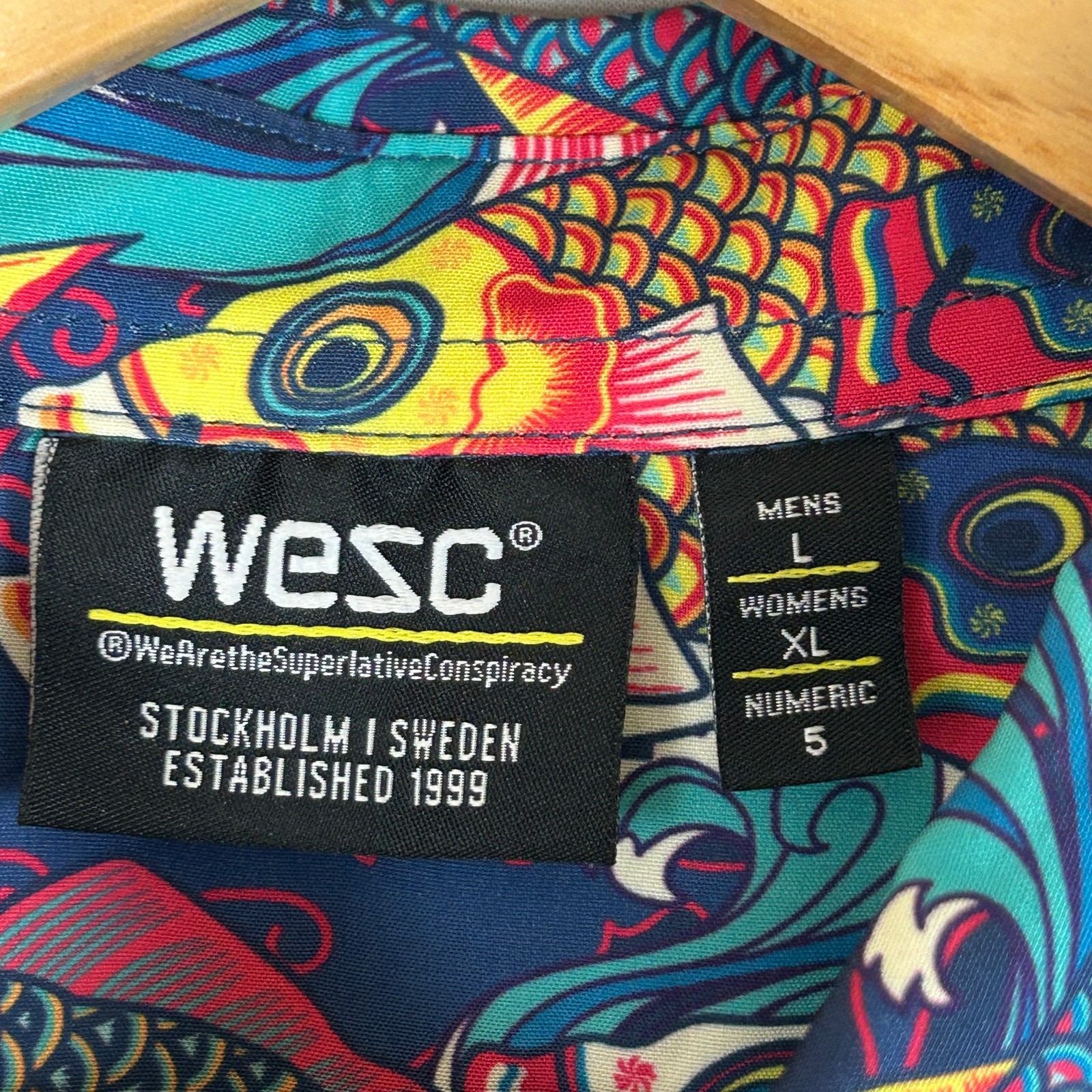 WeSC Mens Koi Waves AOP Oden Short Sleeve Shirt Austin Shorts 2 Piece Set Size L