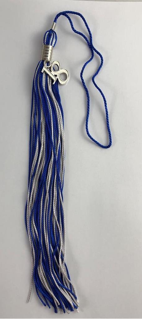 NEW Blue & Silver/Gray Class of 2018 With Charm Jostens Graduation Tassel 9″