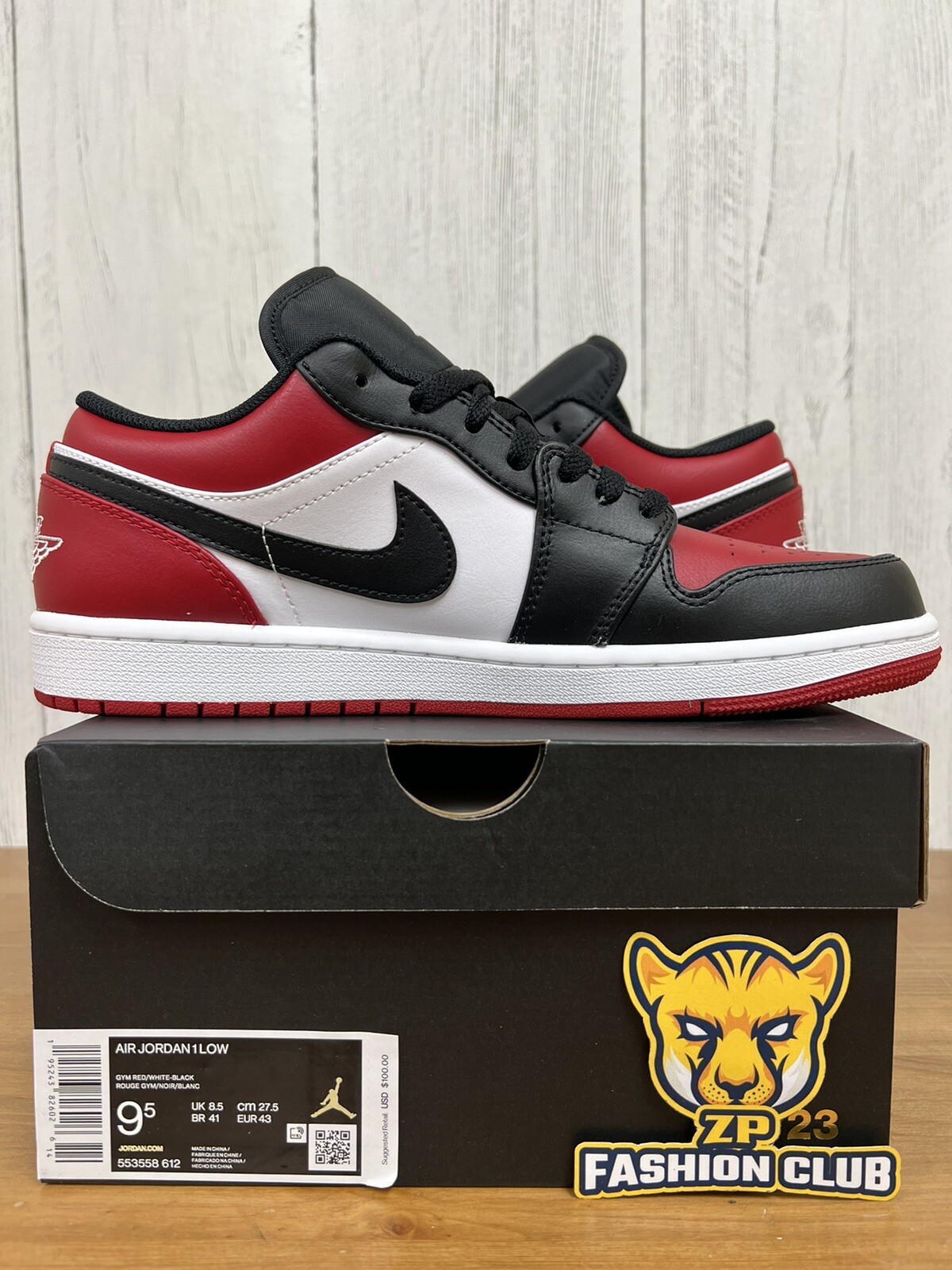 Air Jordan 1 Low Bred Toe MENS 553558-612 GS 553560-612