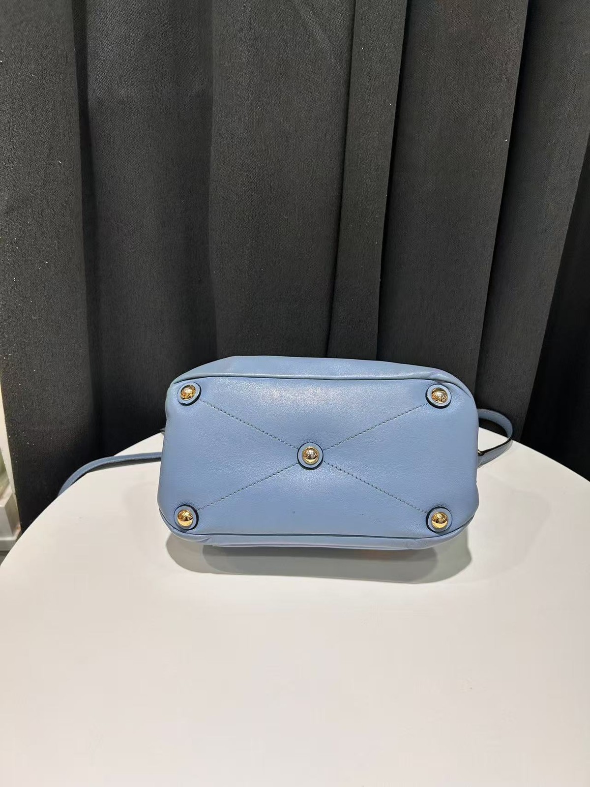 Miu Miu Crossbody Satchel Light Blue Lambskin Leather Italy