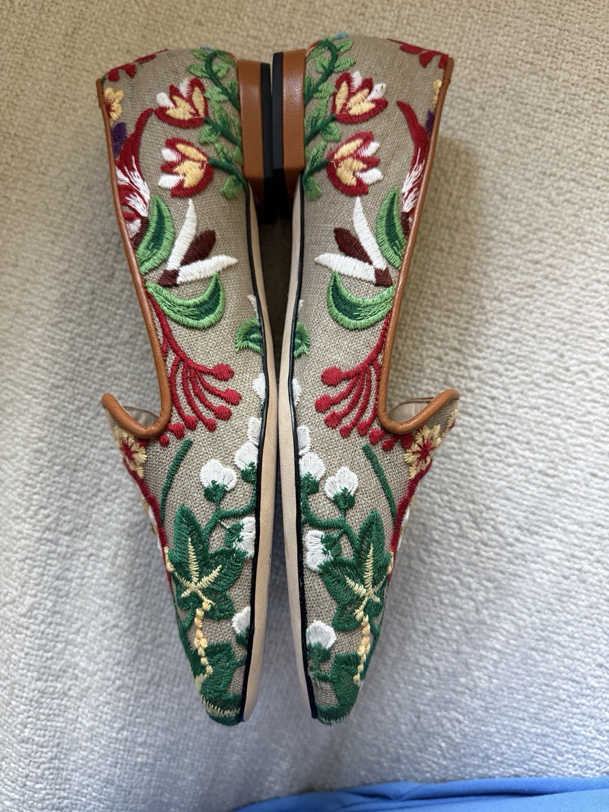 Jon Josef Embroidered Linen Loafers (Made in Spain) – Size 8.5