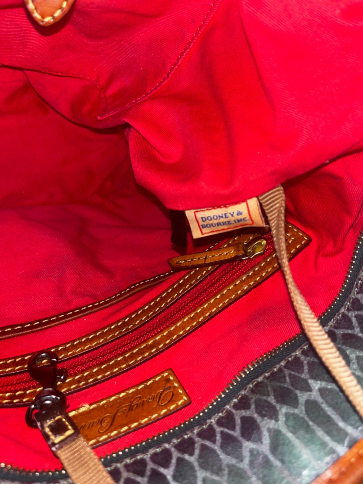 Dooney & Bourke Green Snake Embossed Leather Tote