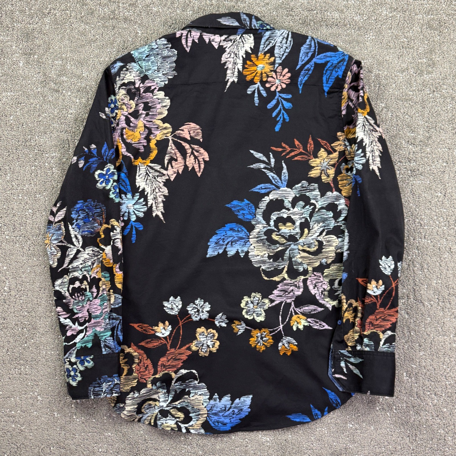 Robert Graham Pluto Floral Button Up Shirt Mens L Classic Fit Black Cotton