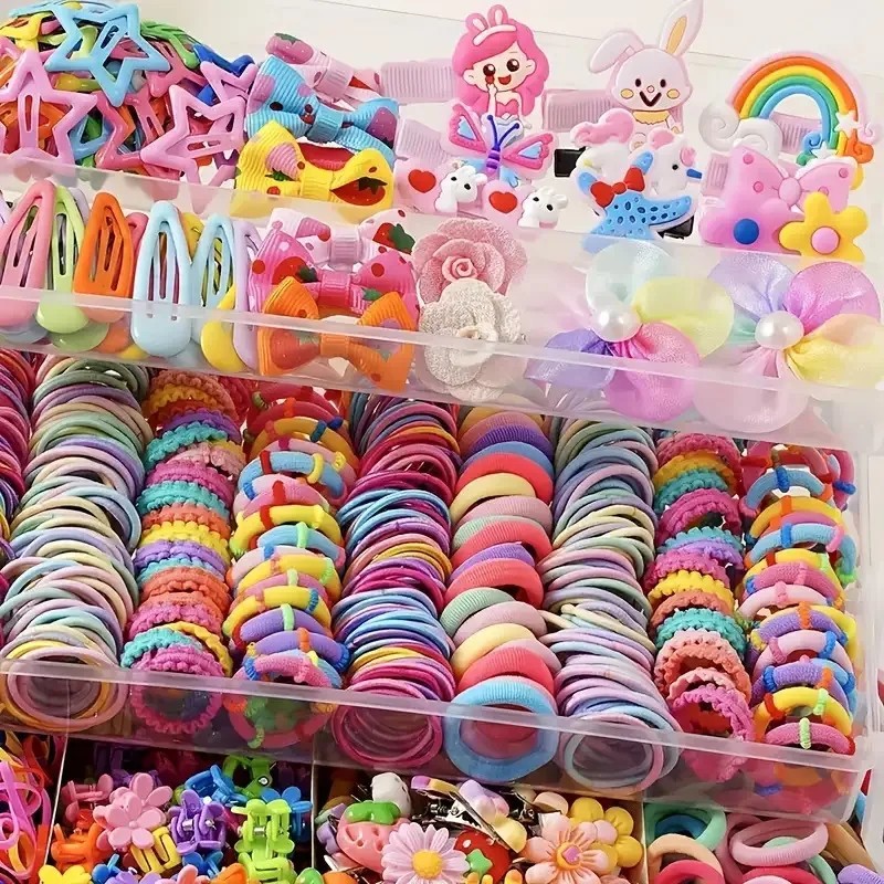 718PCS Girls Hair Accessories Set Clips Bands Kids Party Gift No Box