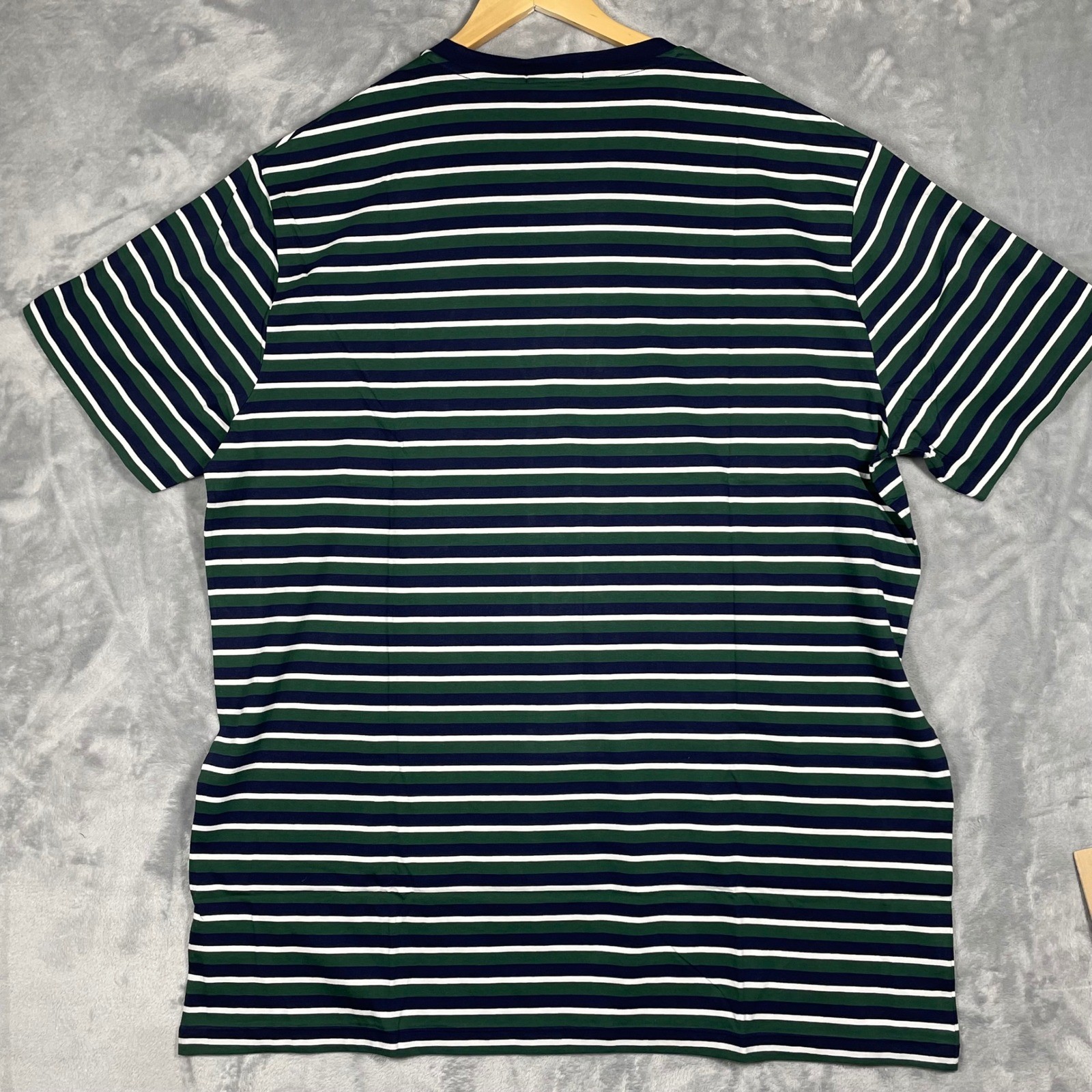 Polo Ralph Lauren Mens Striped Crewneck T-Shirt Pine Green Navy Blue 2LT NWT