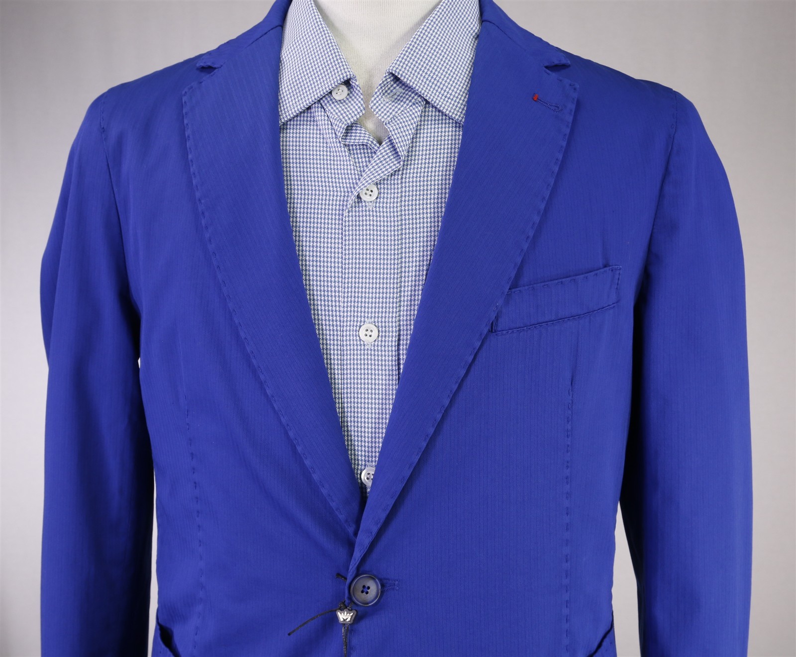 Mulish Italia Royal Blue Cotton Patch Pocket Unstructured Blazer Jacket 38S