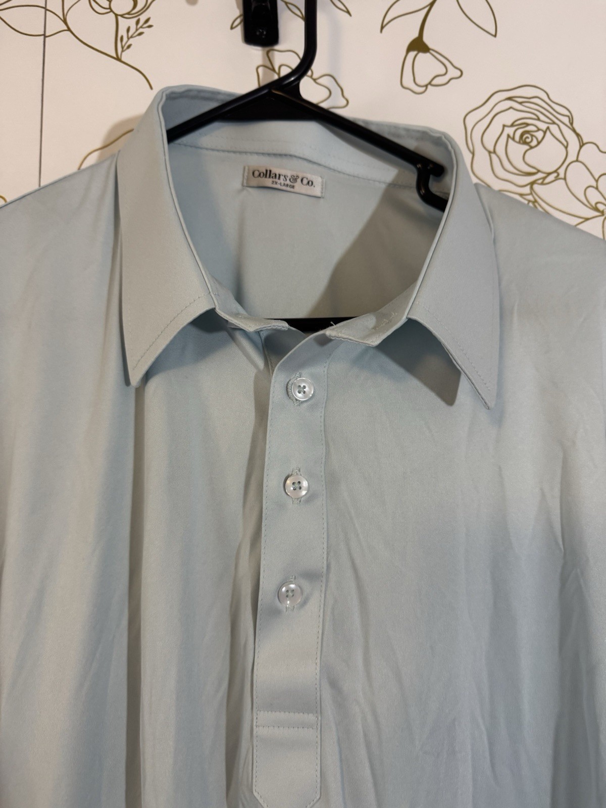 Collars & Co Polo Shirt Mens 2XL Light Blue Point English Collar Solid NWOT