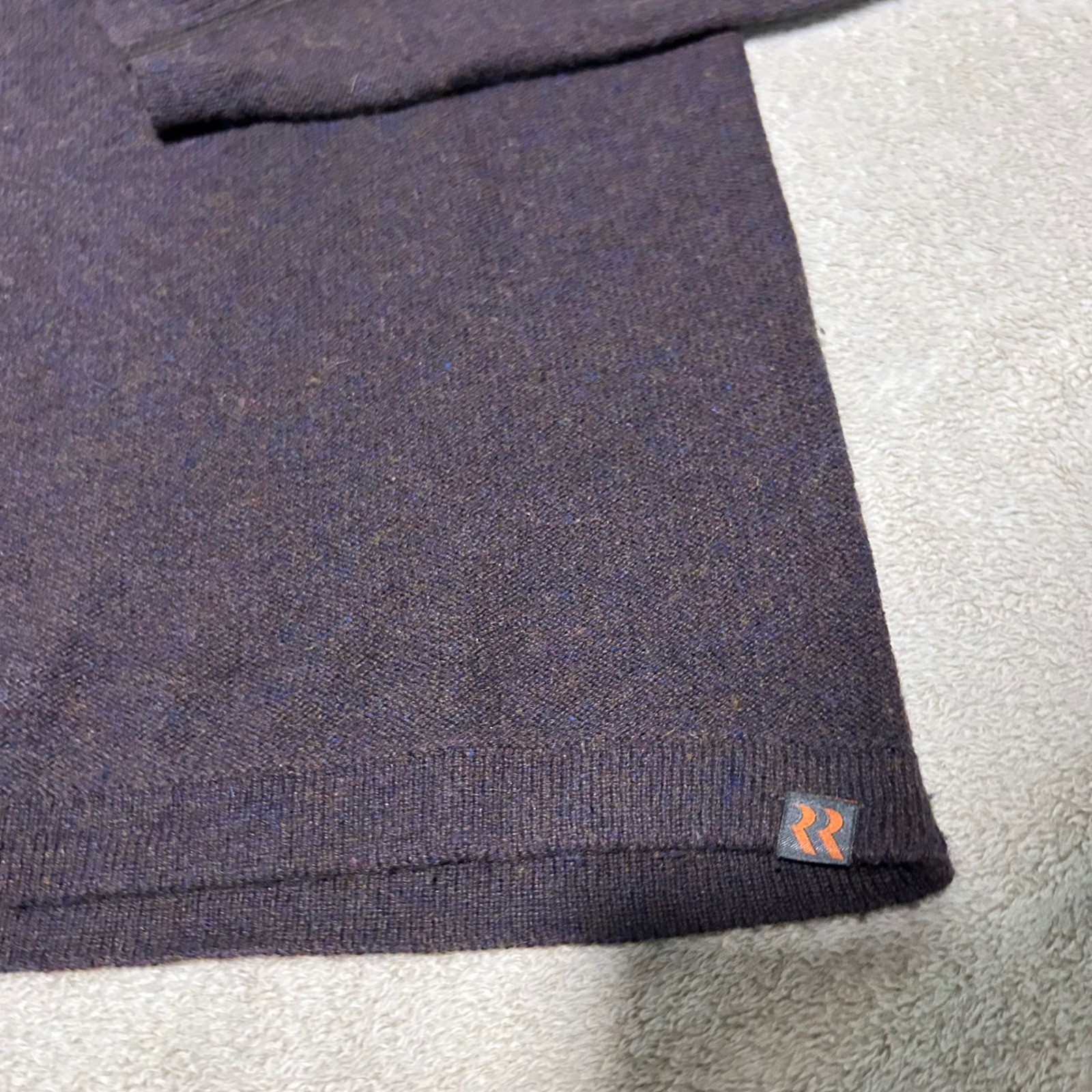 Royal Robbins Sweater Mens M Brown Purple Wool Blend Quarter Zip Ribbed Pullover
