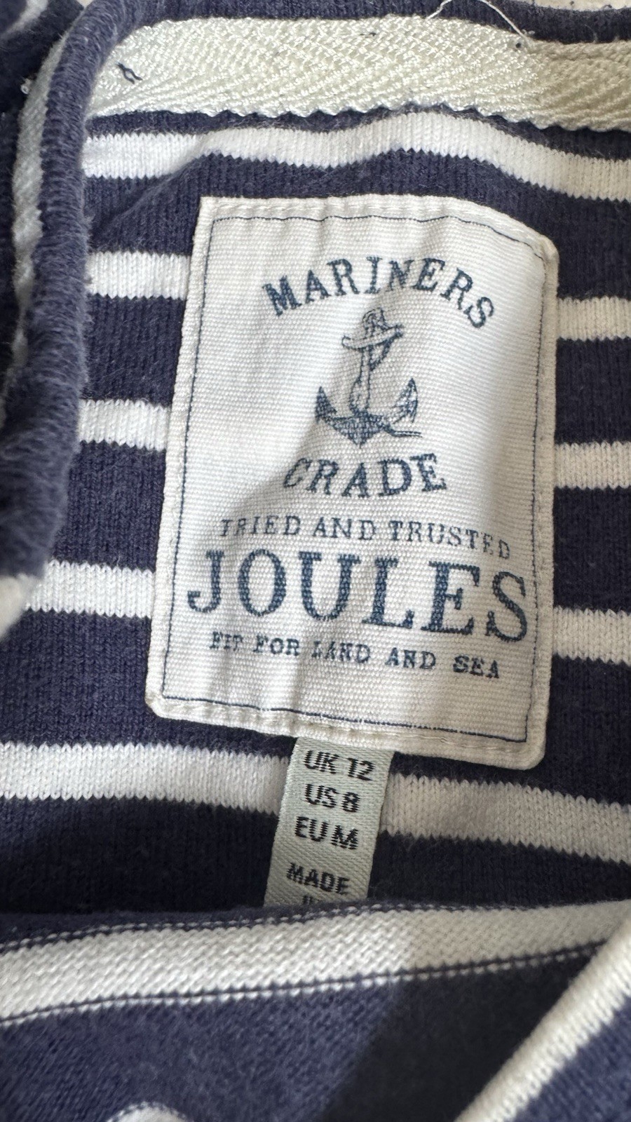 THREE LONG SLEEVE HARBOUR STRIPE COTTON TOPS SIZE 12
