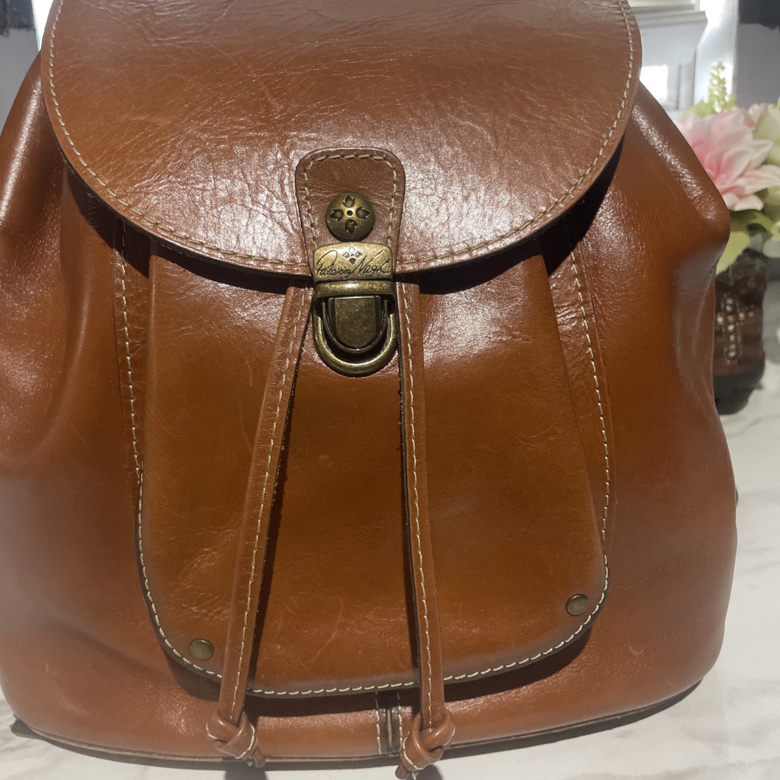 Women’s Patricia Nash Genuine Leather Backpack Tan Brown