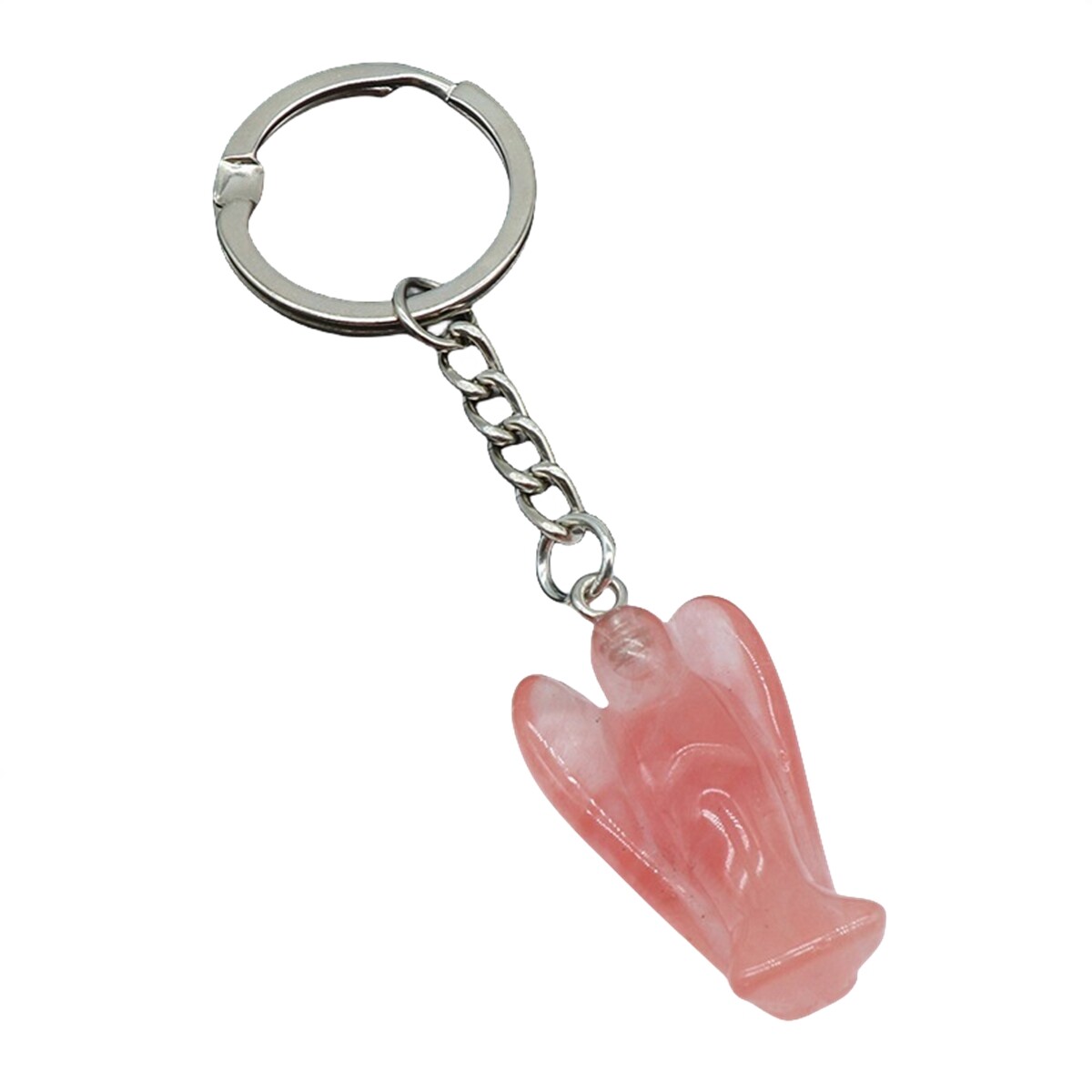 Natural Crystal Angel Keychain Healing Energy Pendant for Women Men