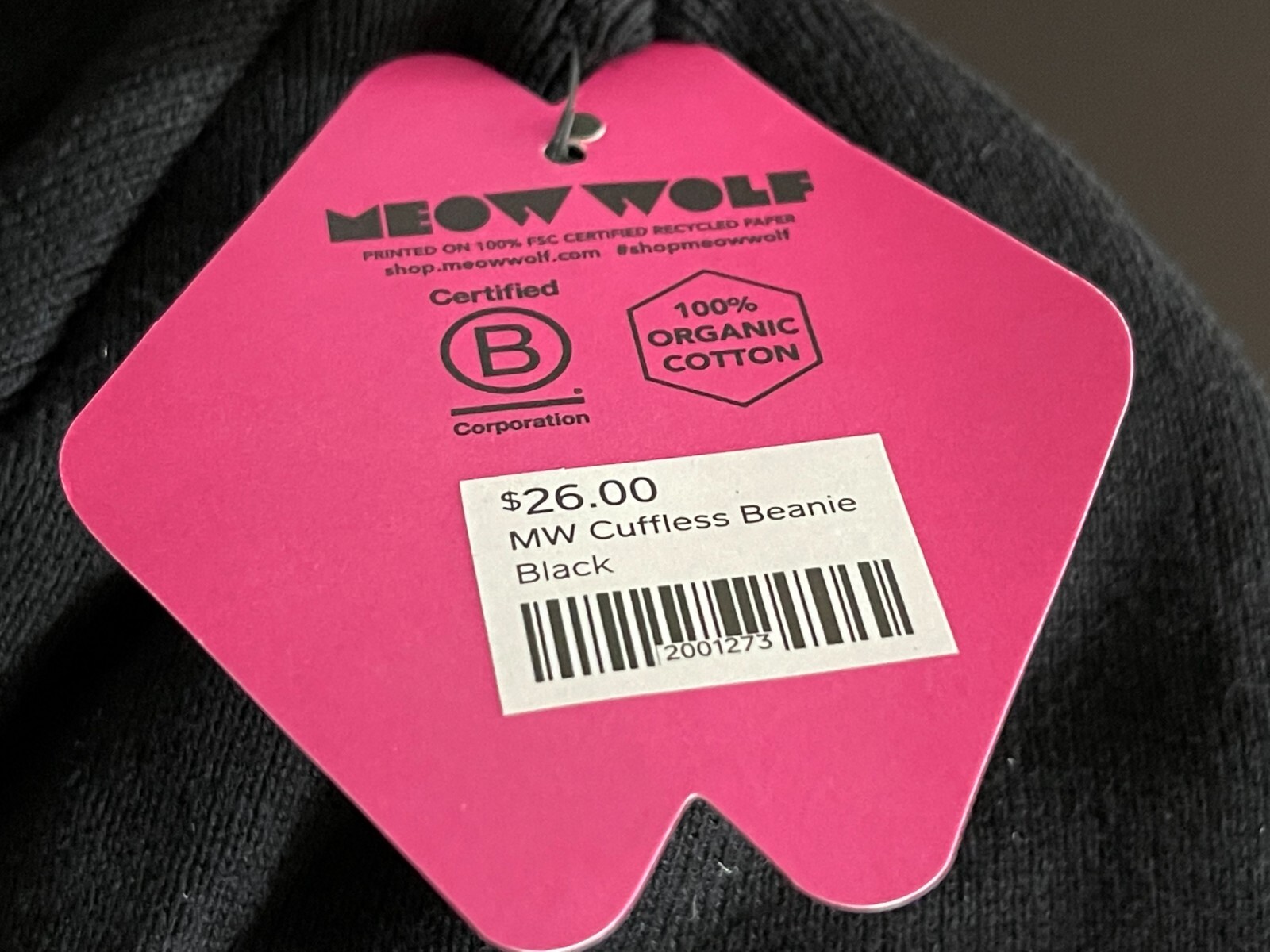 New in Packaging Meow Wolf Cuffless Beanies – Unisex Black One Size – BBR4347