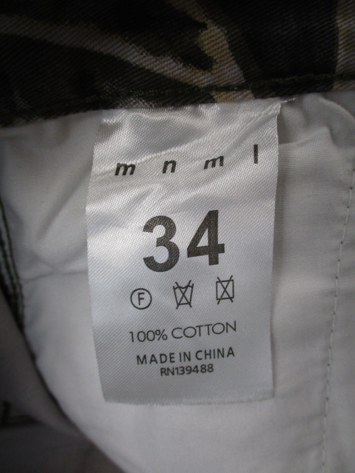 MNML Pants Mens Size 34 Y2K Green Camo Straight Leg Cotton Army 34×32