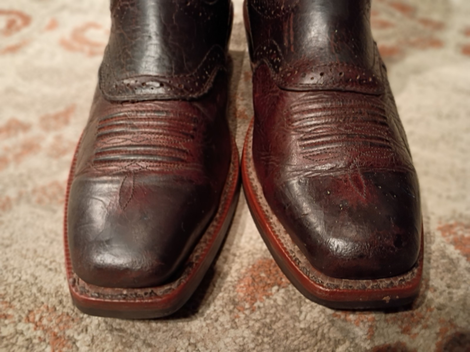 ARIAT HERITAGE BROWN BULLHIDE LEATHER SQUARE TOE COWBOY BOOTS 10002227 MENS 8.5D