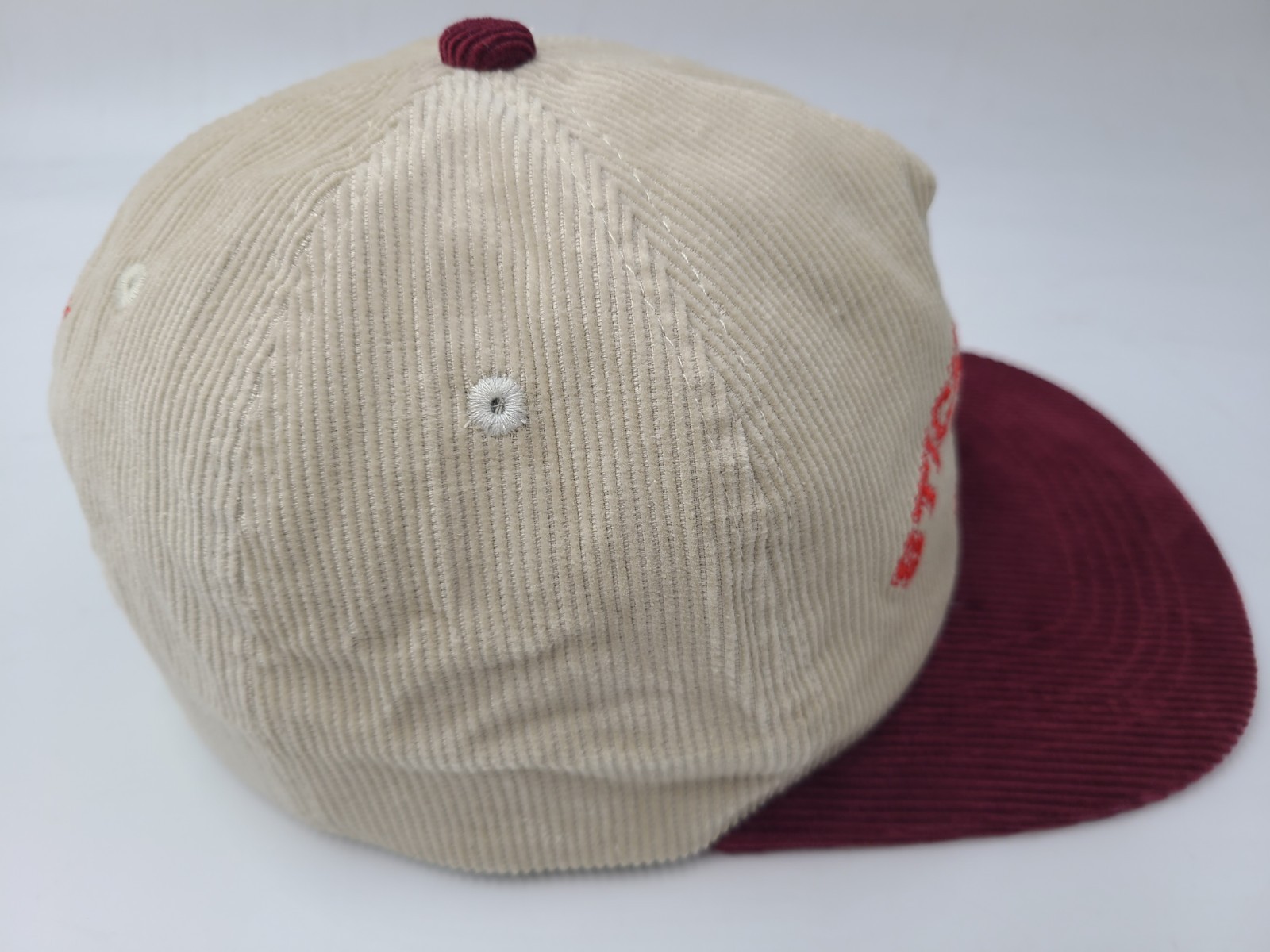 Stick Reaper University Corduroy Snapback Hat Cap Zach Lewis Ze’Shaun Beige Red