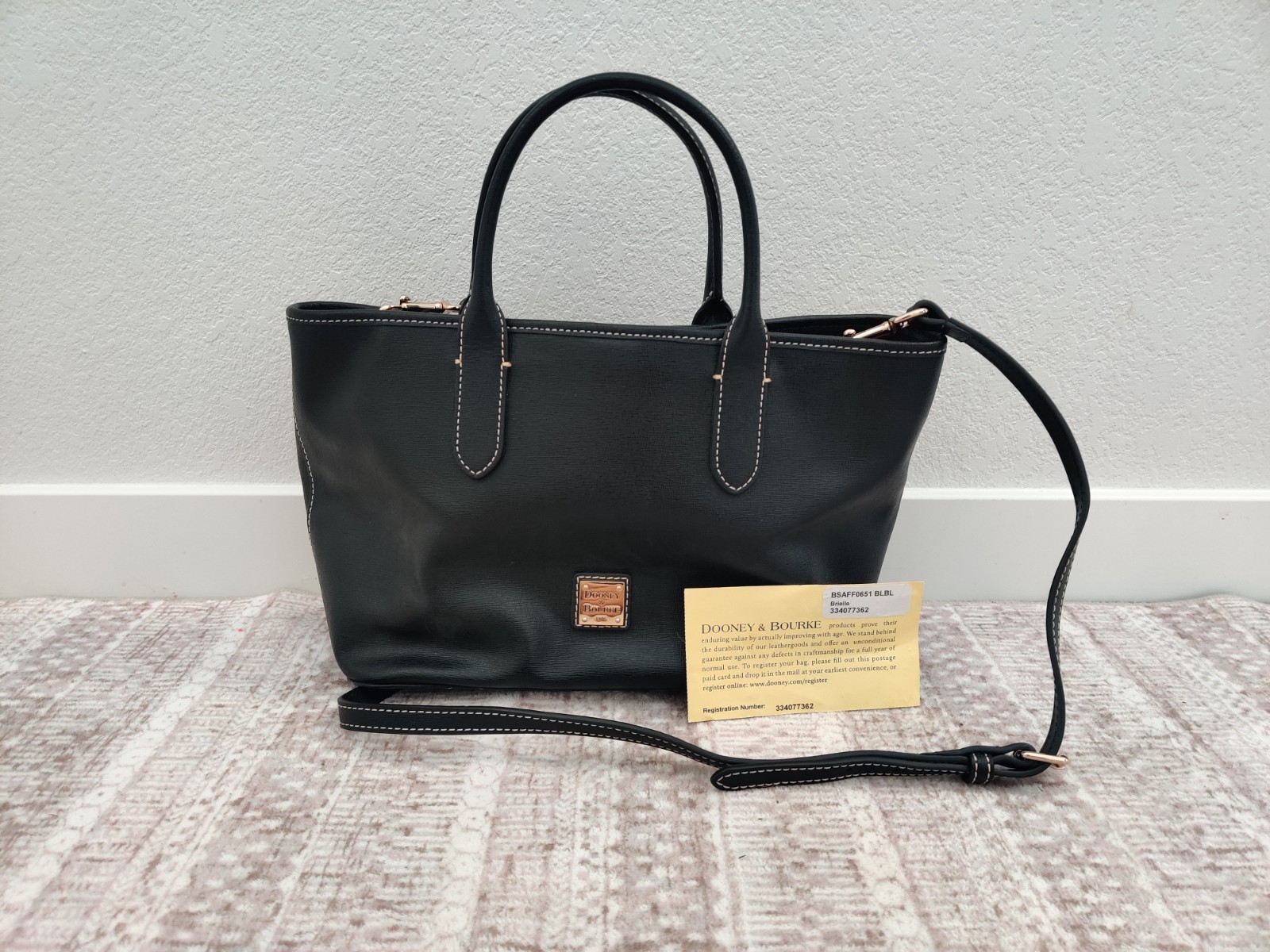 Dooney & Bourke Women’s Black Tote Double Handles Red Lining Inner Pockets