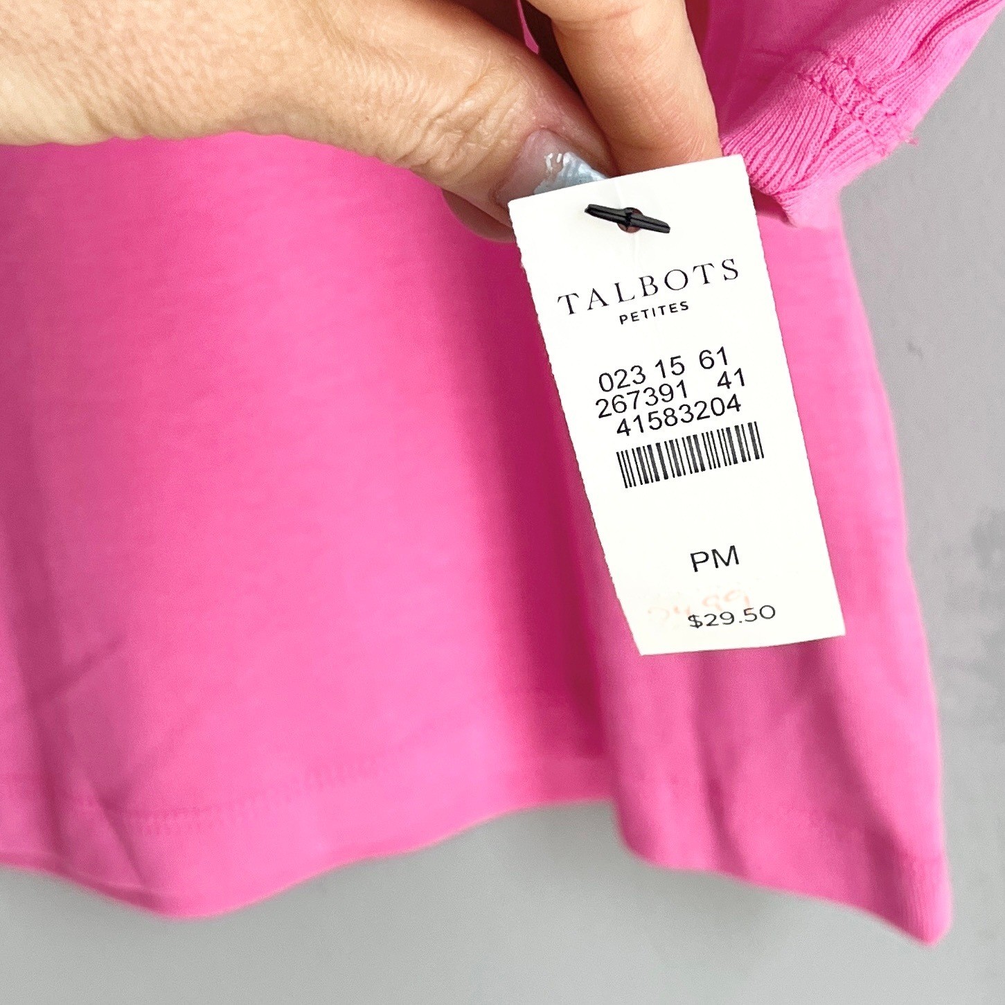 Talbots Petites Pink Pima Cotton 3/4 Sleeve Boat Neck Tee PM Petite Medium NWT
