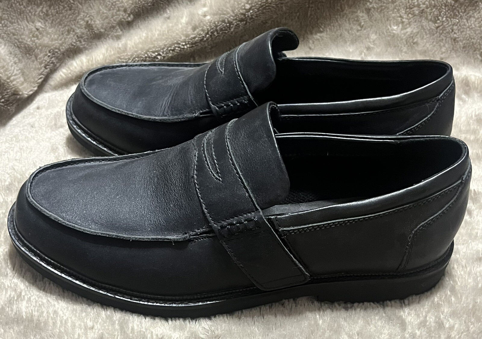 Apex Lexington Slip On Black Leather Comfort Loafers Shoes LT200M Mens11 Wide