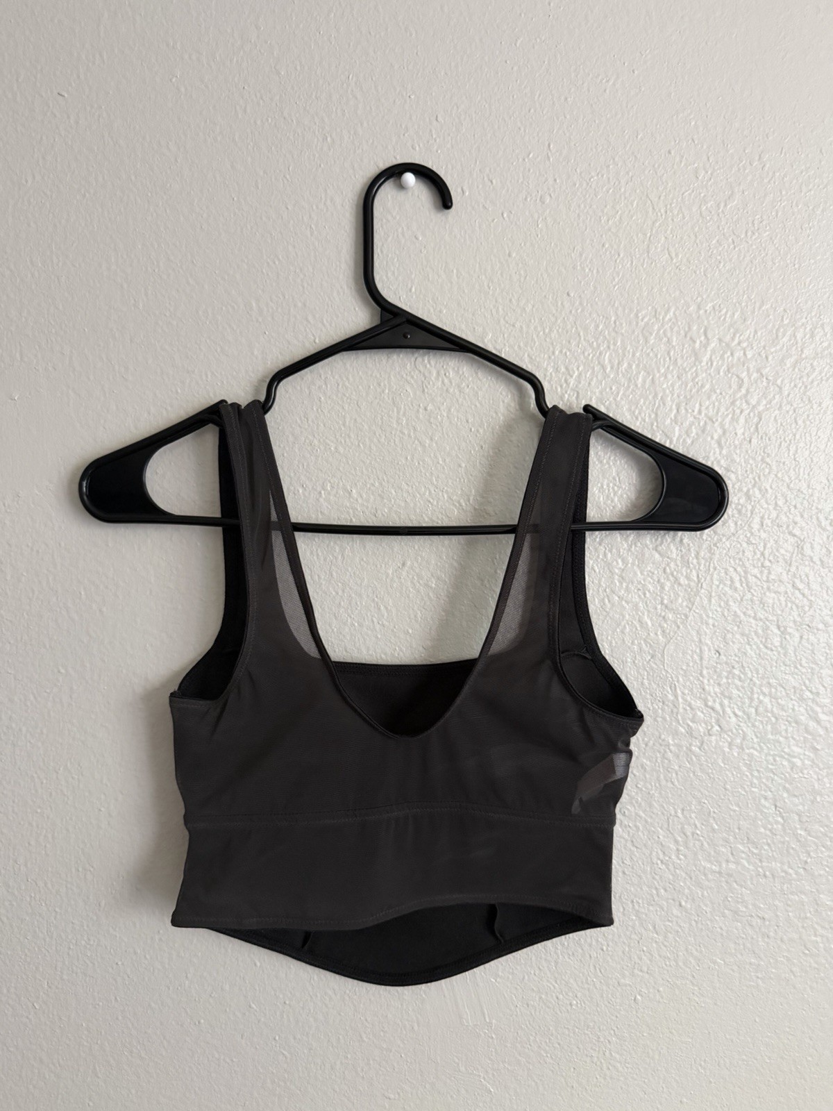 Sable Bralette Bra XS B Cup Black Faux Leather Mesh Pullover Wireless Solid