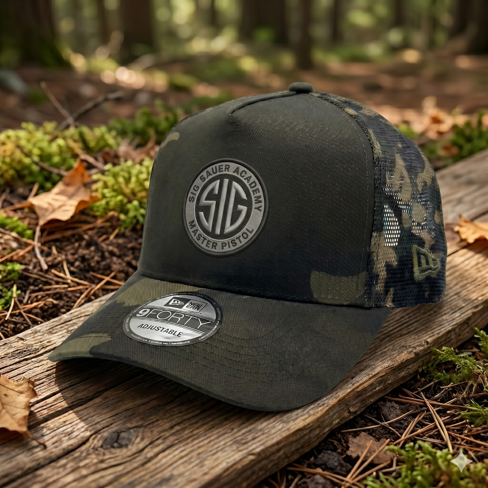 Sig Sauer Academy Master Pistol Camo Trucker Hat Flat Embroidered Mesh Cap