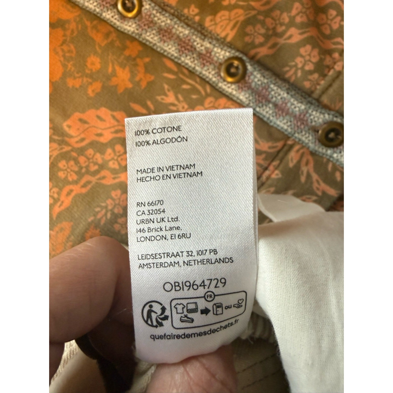 BDG Urban Outfitters Peach Print Utility/Carpenter Jeans Creme Size 27×30