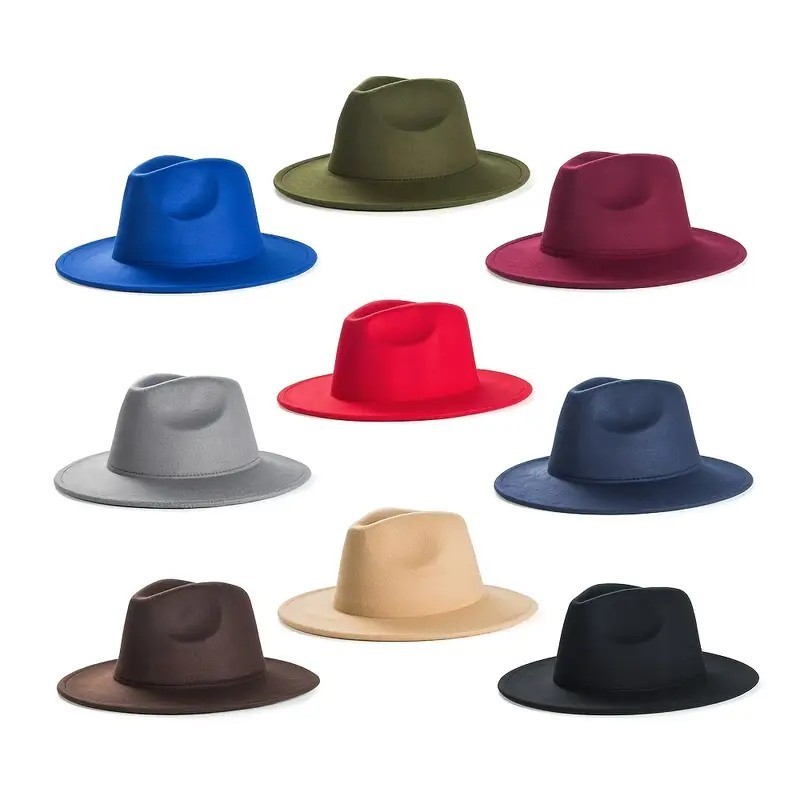Classic Wide Brim Fedora Hat Felt Panama Jazz Cap Unisex Style, Men, Woman