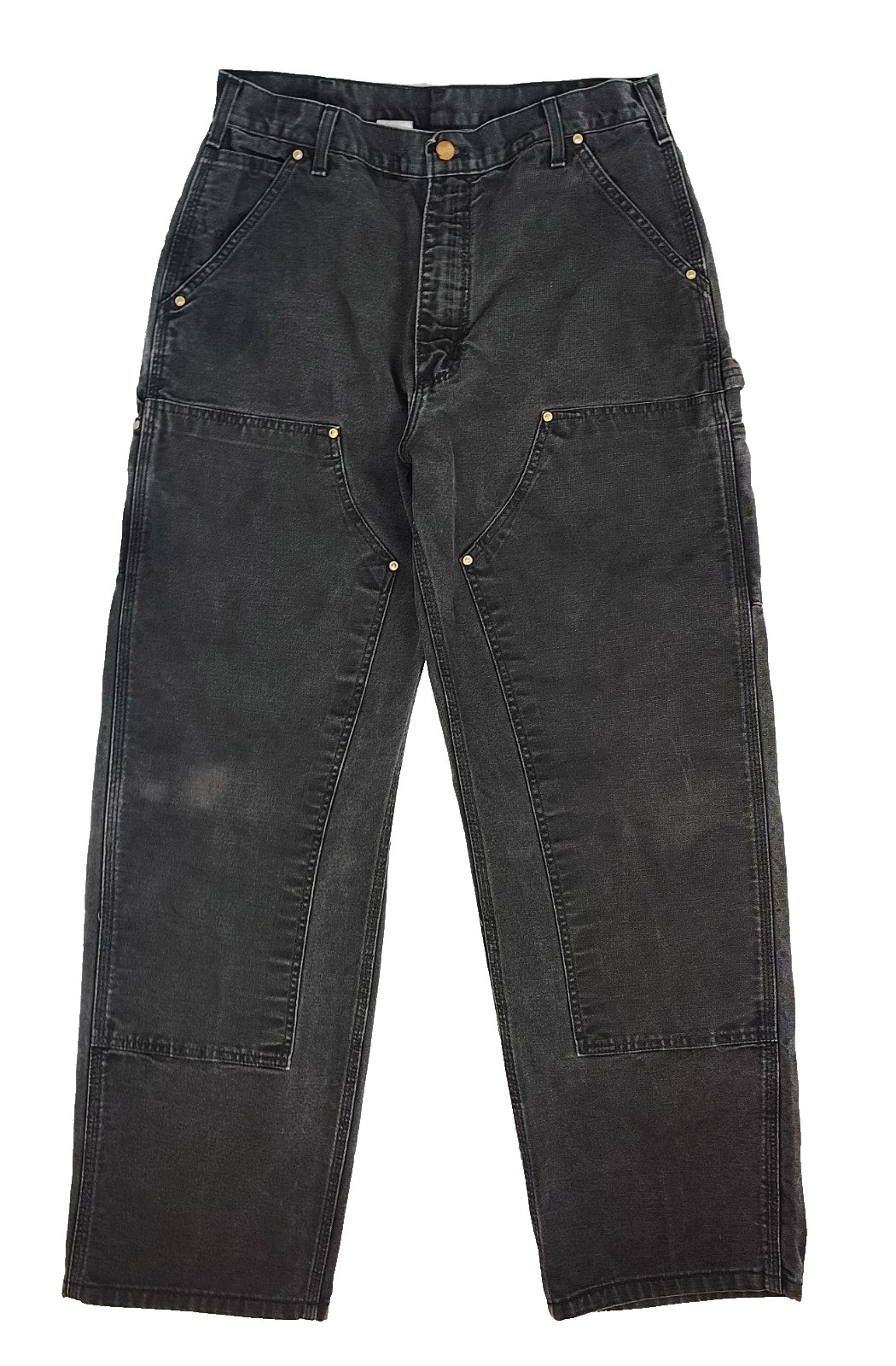 Vtg Carhartt B01 Double Knee Duck Canvas Pants USA Made 32×31.5 ,Tag 34×36 Black