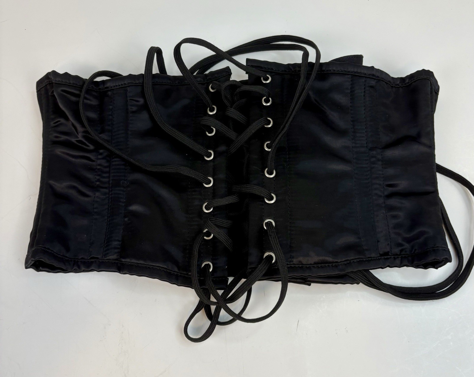 Orchard Corset Black Underbust Lace Up Steel Boned Corset Size 32 NWOT RN115734