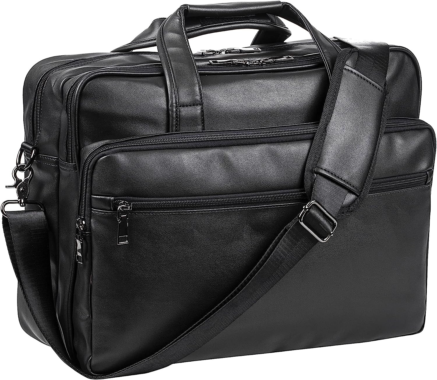 Seyfocnia Leather Laptop Bag, Men’S 15.6 Inche 17.3 Inche Messenger Briefcase