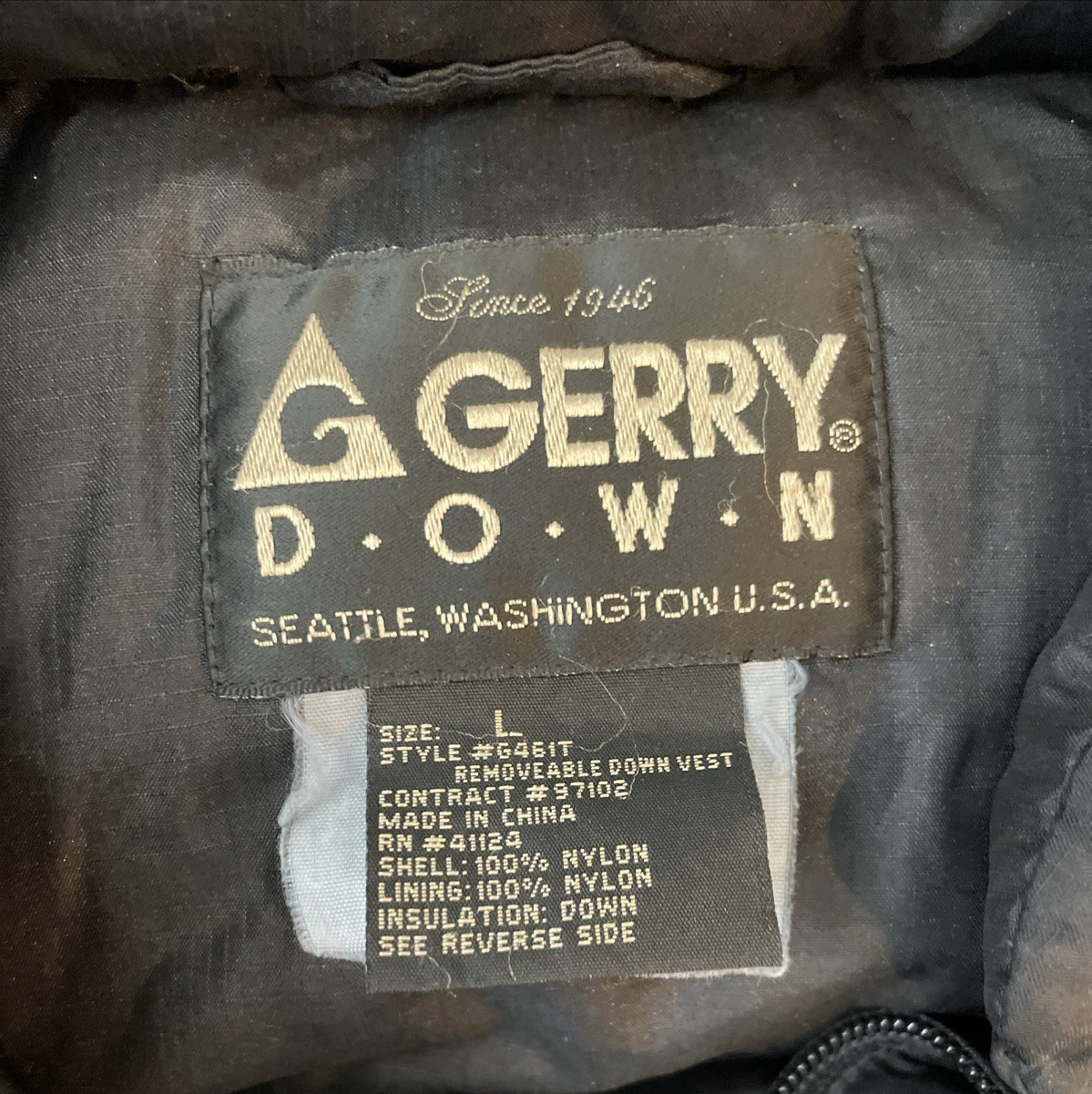 Vintage Gerry Down Puffer Vest Mens Large Black Zip 80s