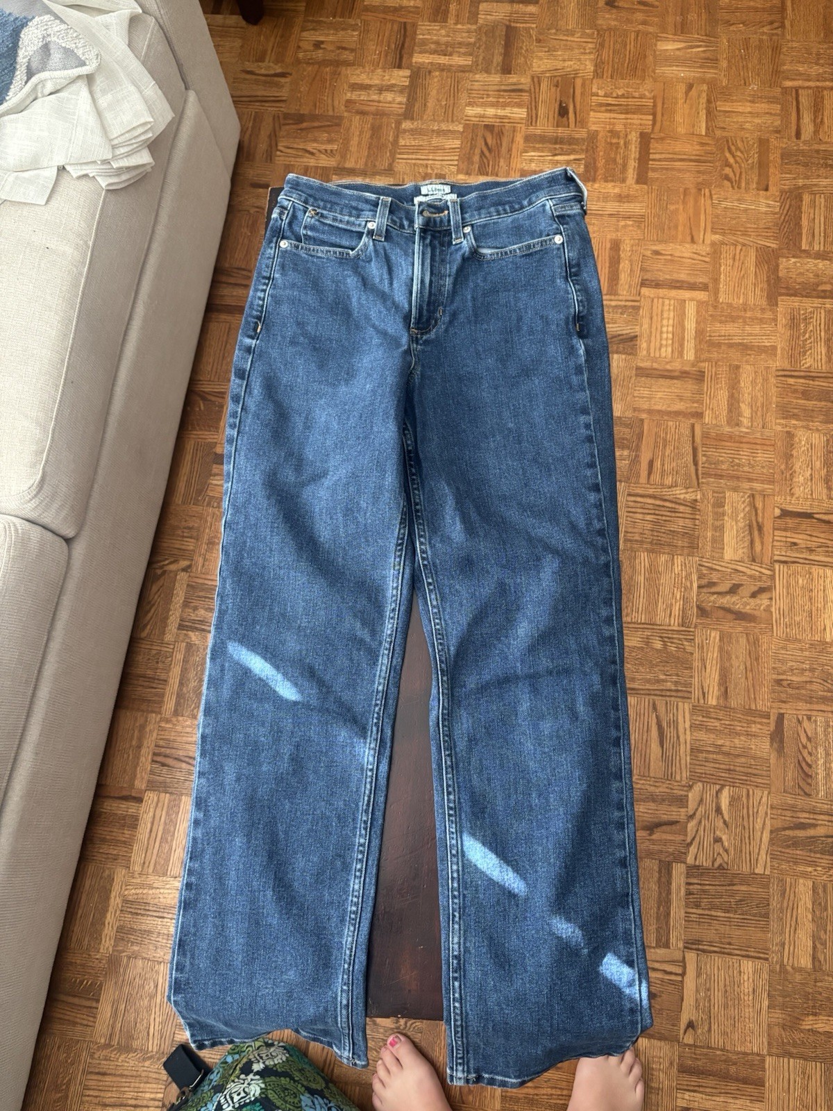 L.L.Bean Women’s Blue Denim Straight Leg Jeans Classic Fit 5-Pocket Button