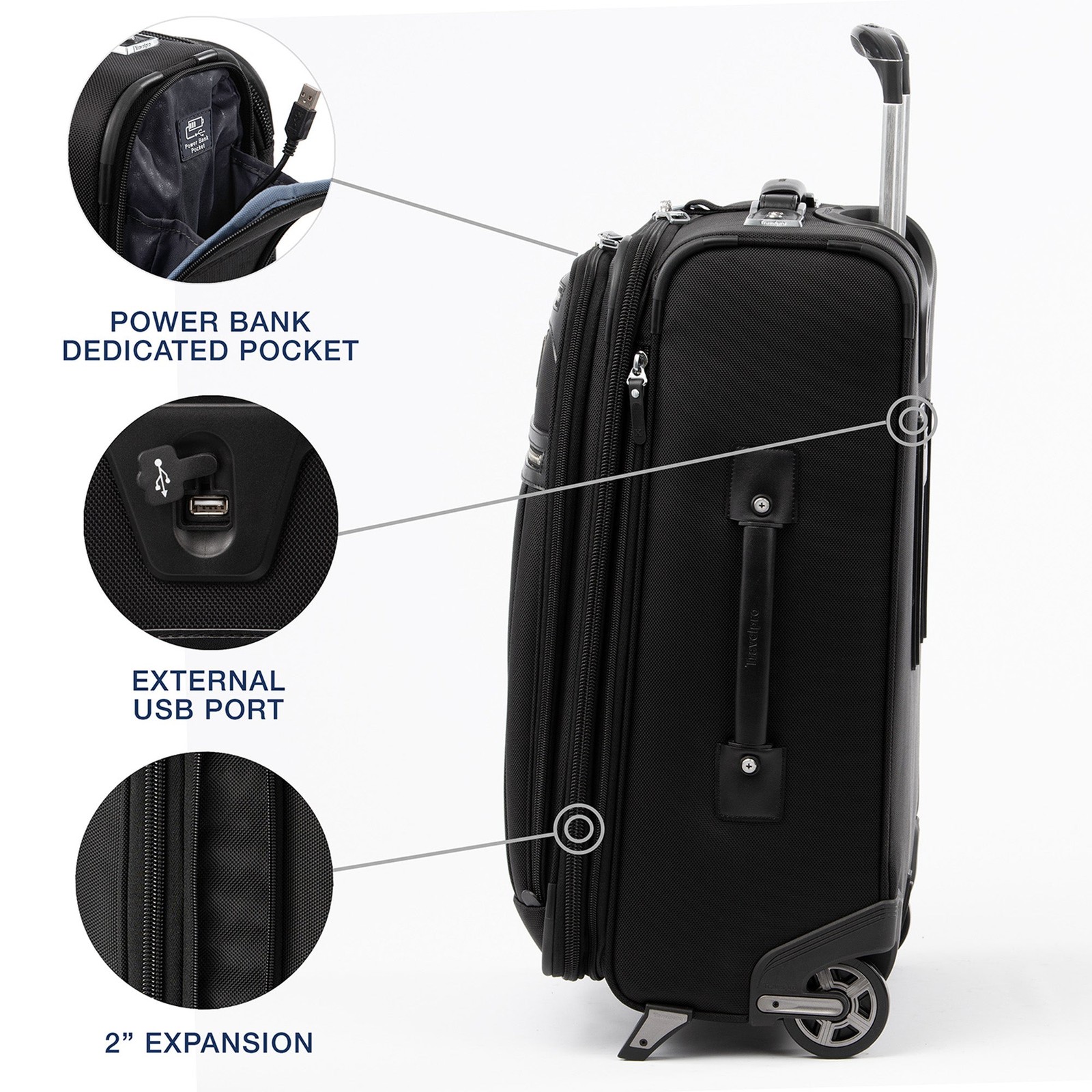 Travelpro Platinum Elite Softside Expandable Luggage, 2 Wheel Black 22 Inch U1