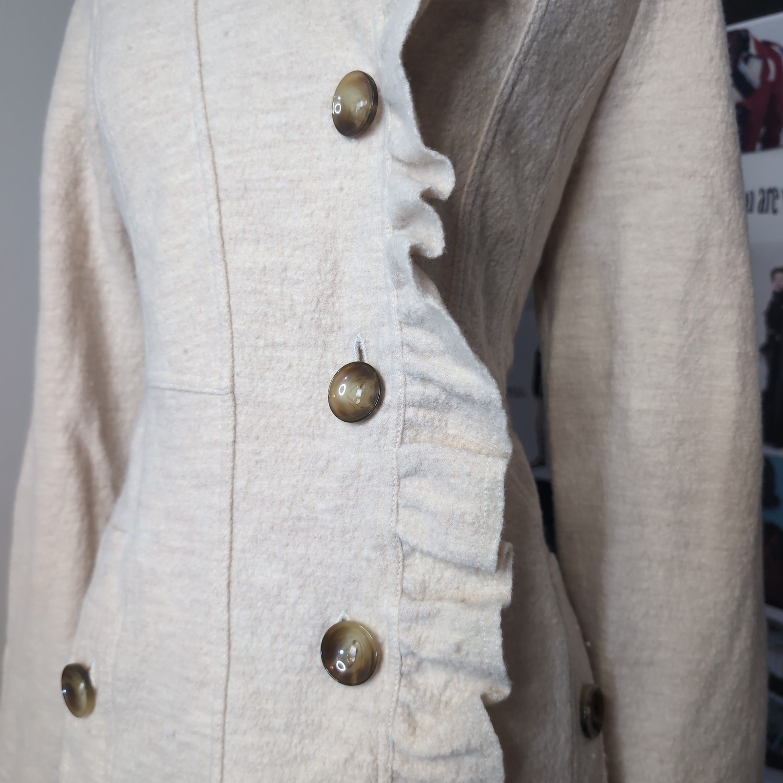 Ruffled Button-Front Merino Wool Coat Fairycore