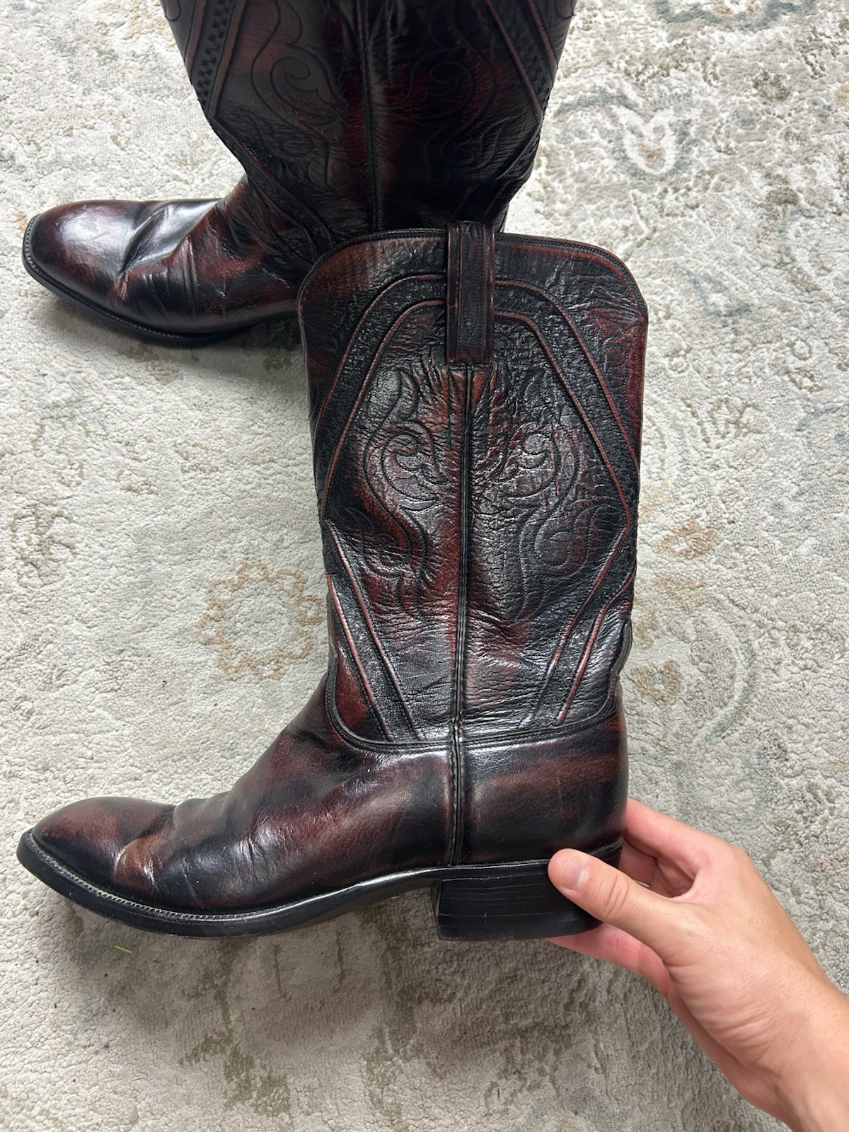Lucchese San Antonio Black Cherry Seville Dress Boots 1350ZZ Sz 9 EXCELLENT