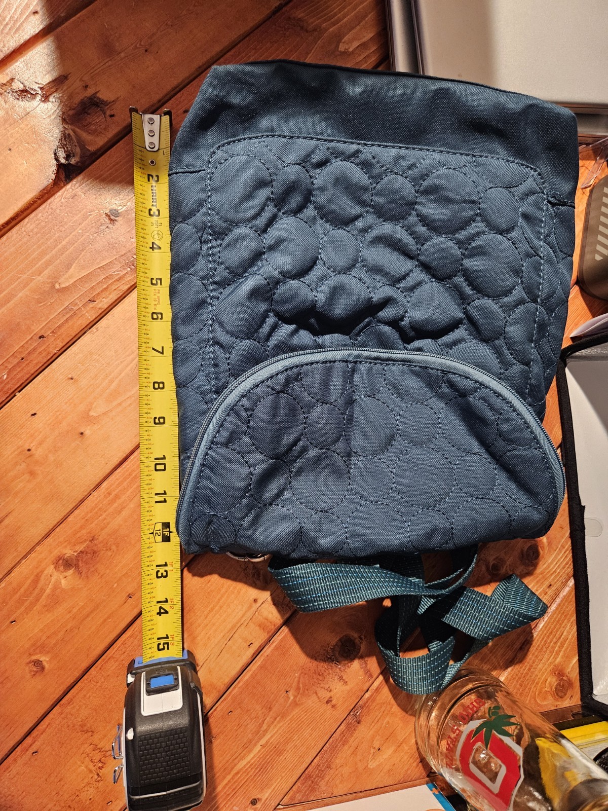 EUC Thirty-One Vary You Convertible Backpack Handbag Quilted Dots Teal Green
