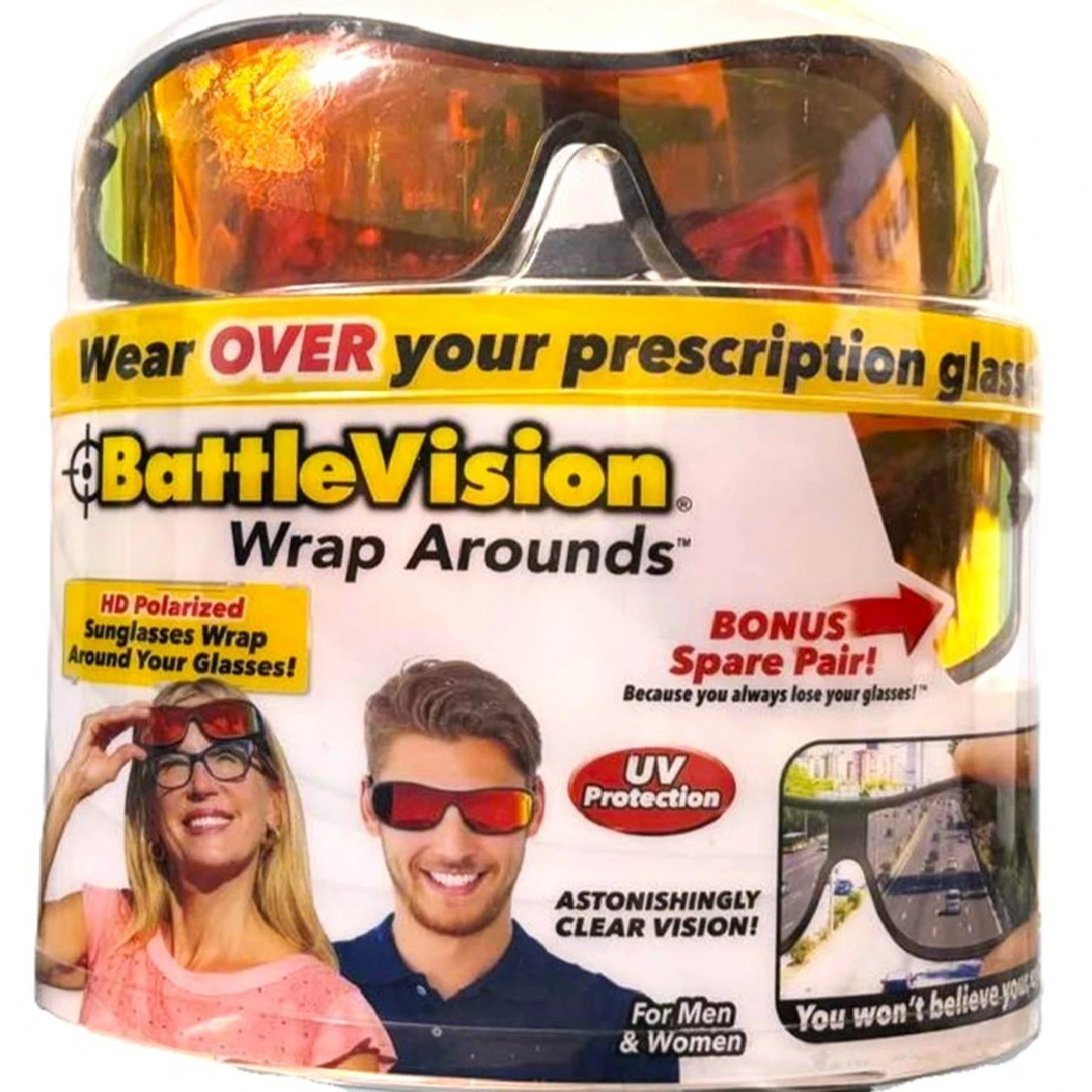 BattleVision WRAP AROUNDS Glasses 2-Pair UNISEX Blue-Light/UV ~ FREE SHIPPING