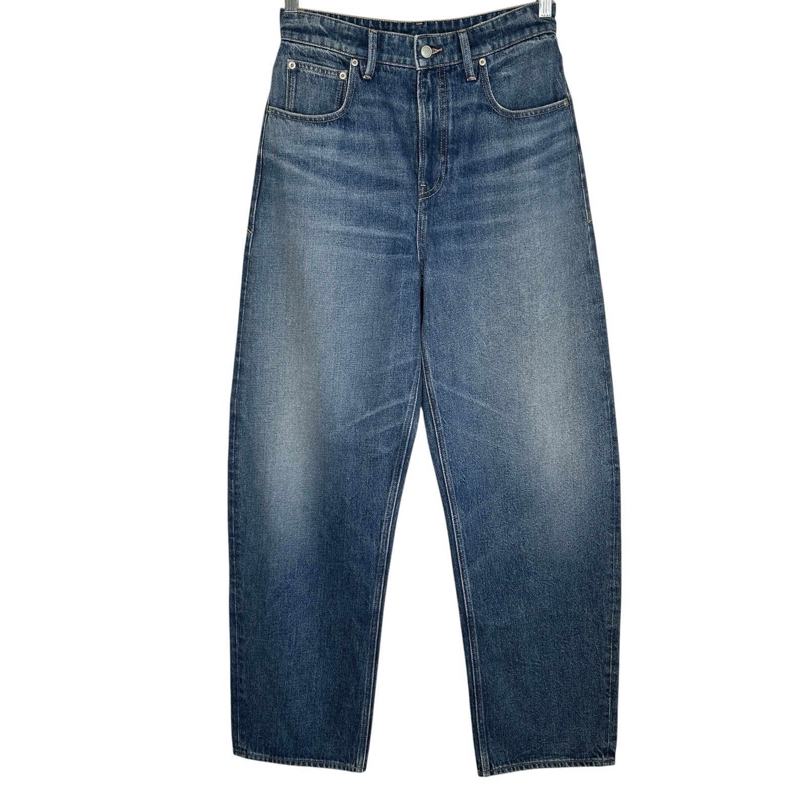 Good American Barrel Jeans 4 / 27 X 31 High Waist Baggy Denim Relaxed Blue NEW