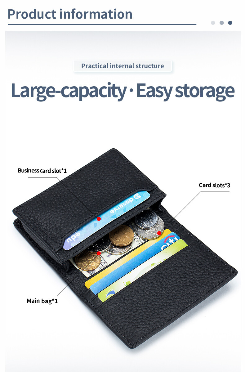 Genuine Leather Business Card Holder for Men Women Card Wallet Coin Pocket Purse