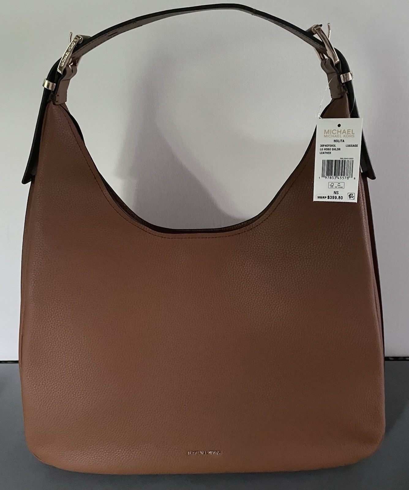 MICHAEL KORS NOLITA LARGE HOBO LEATHER SHOULDER BAG LUGGAGE NWT