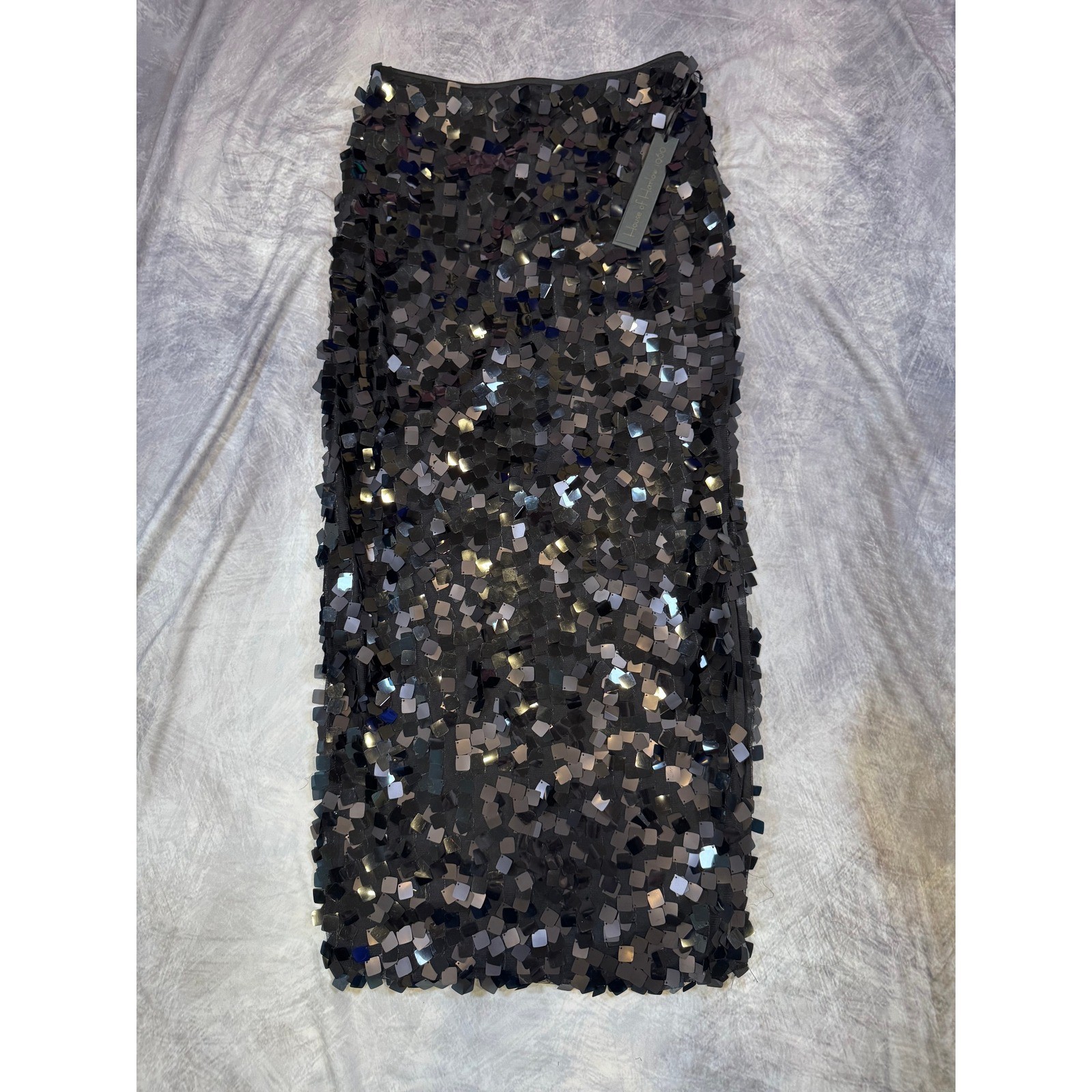 Indie House of Harlow 1960 NWT Midi Sequined Going Out Black Party Skirt Size M