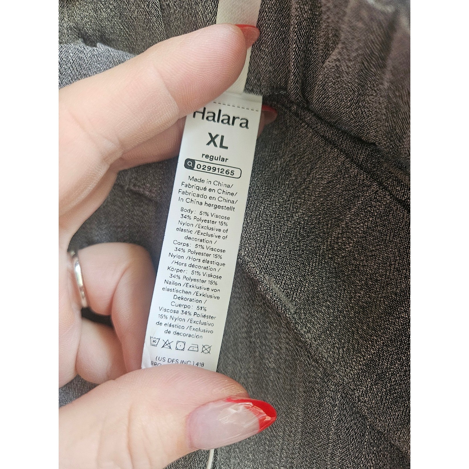 Halara Grey Textured Wide Leg Trousers High Waisted Pants XL Regular 02991265