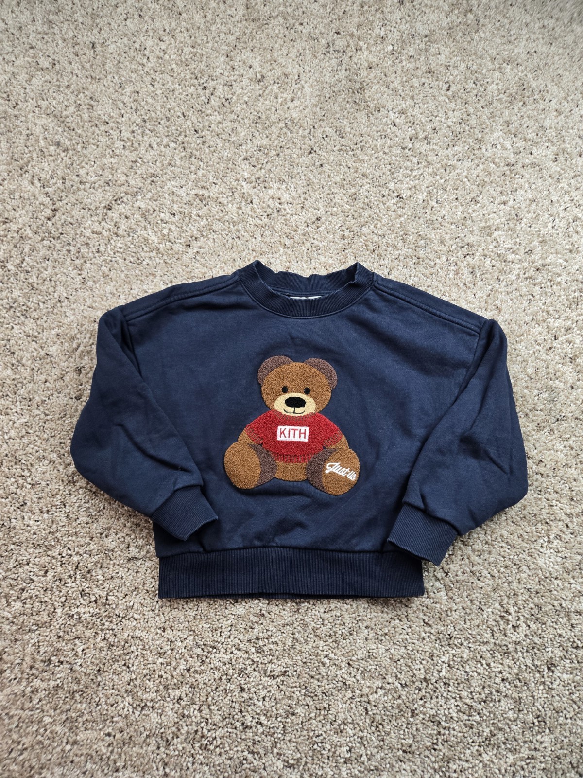 Kith Kithmas Sweatshirt XS 5/6 Boys Blue Teddy Nelson Just Us Crewneck Pullover