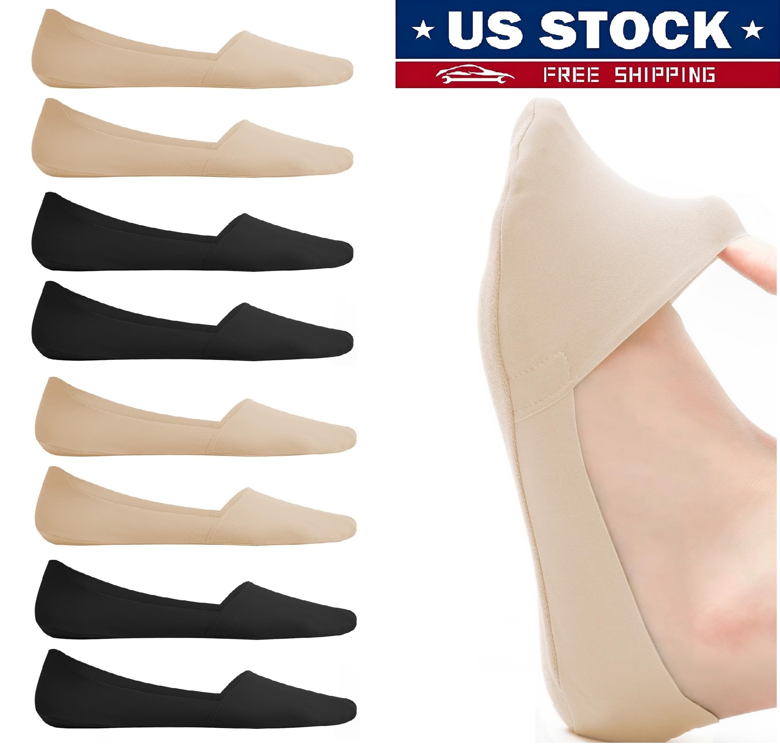 8× Thin No Show Socks Womens Low Cut Liner Non Slip Invisible Socks Summer USA