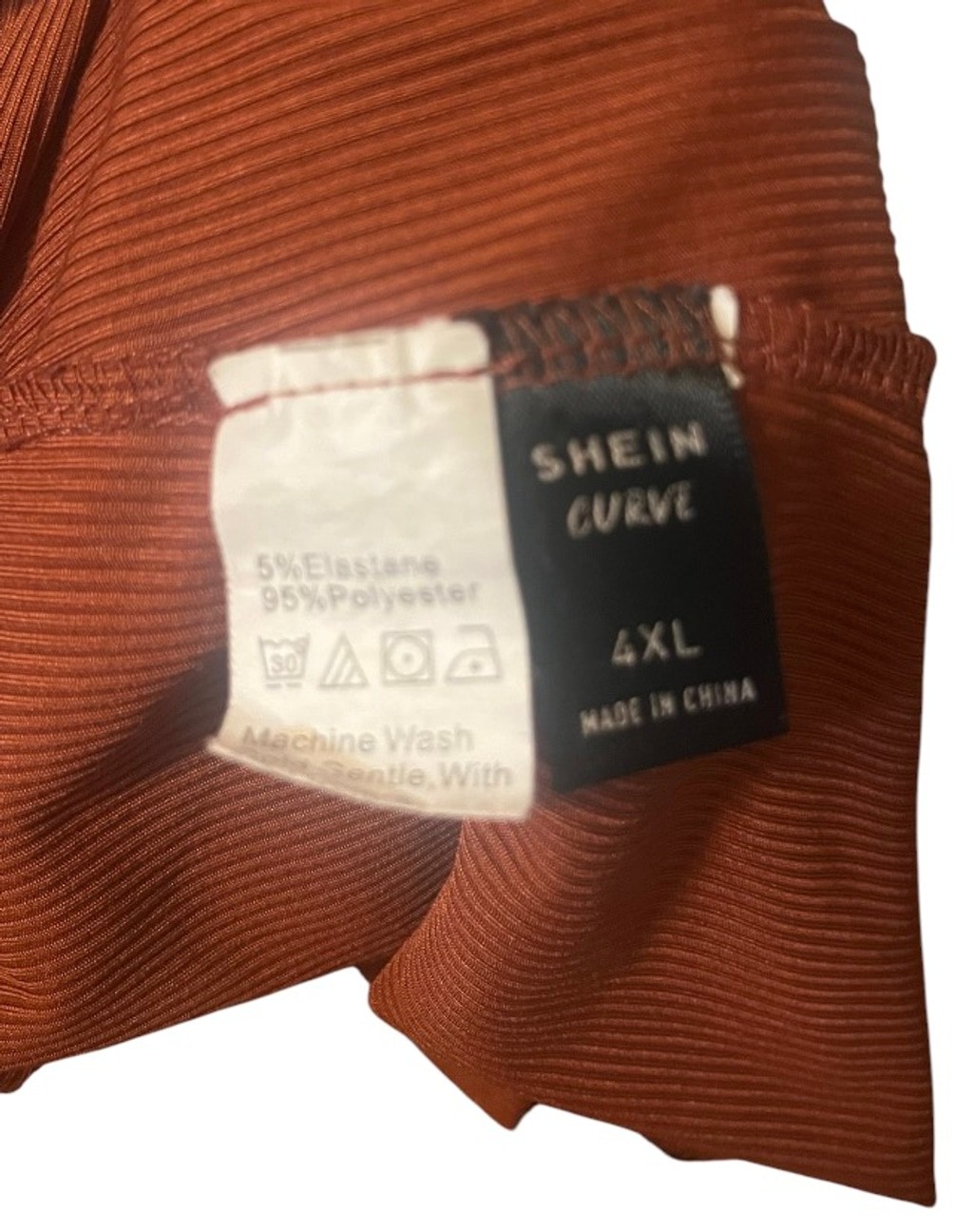 Women’s SHEIN Plus Rust/Burnt Orange Ribbed Long Sleeve Dress 4X
