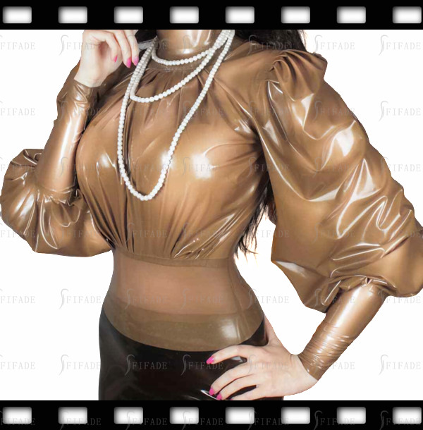 Latex Tops Women’s Blouse Back Zip Loose Tops Unique Design Unisex Customize g41